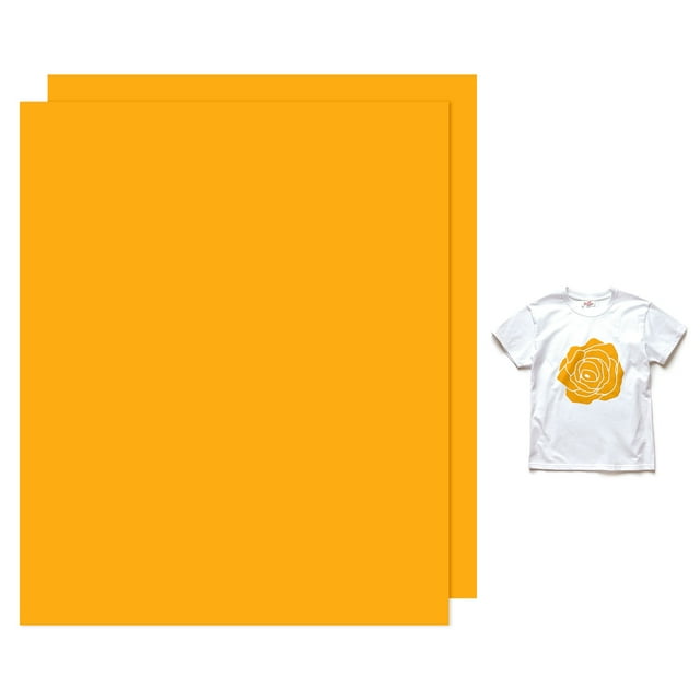 Uxcell 2 Hojas de Vinilo Puff 3D Transferencia de Calor 12x10 Pulgadas Naranja Amarillo para Camisetas y Proyectos de Tela DIY