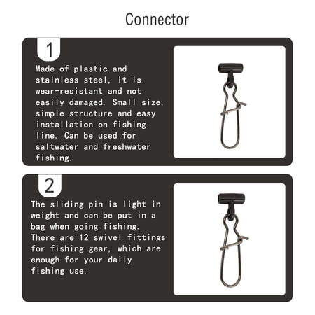 Pack of 12 Fishing Line Slides Clamp Sliding Connectors with Lock Snaps ...