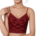 thumbnail image 2 of Letdown Womens Lace Camisoles Tank Top Built-in Bra V Neck Double Layer Undershirts Adjustable Spaghetti Strap Cami Shirt Tops Casual Basic for Daily, Valentine (Red,XL), 2 of 4