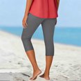 thumbnail image 5 of Minjewel Capri Pants for Women - Casual Stretch High Waist Abdominal Yoga Pants Soft Compression - Workout Base 7/8 Length Bottoms,Dark Gray 3XL, 5 of 5