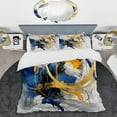 thumbnail image 2 of DESIGN ART Designart "Dark Blue and Gold Strokes XIV" Blue Modern - Bedding Cover Set With Shams King, 2 of 6