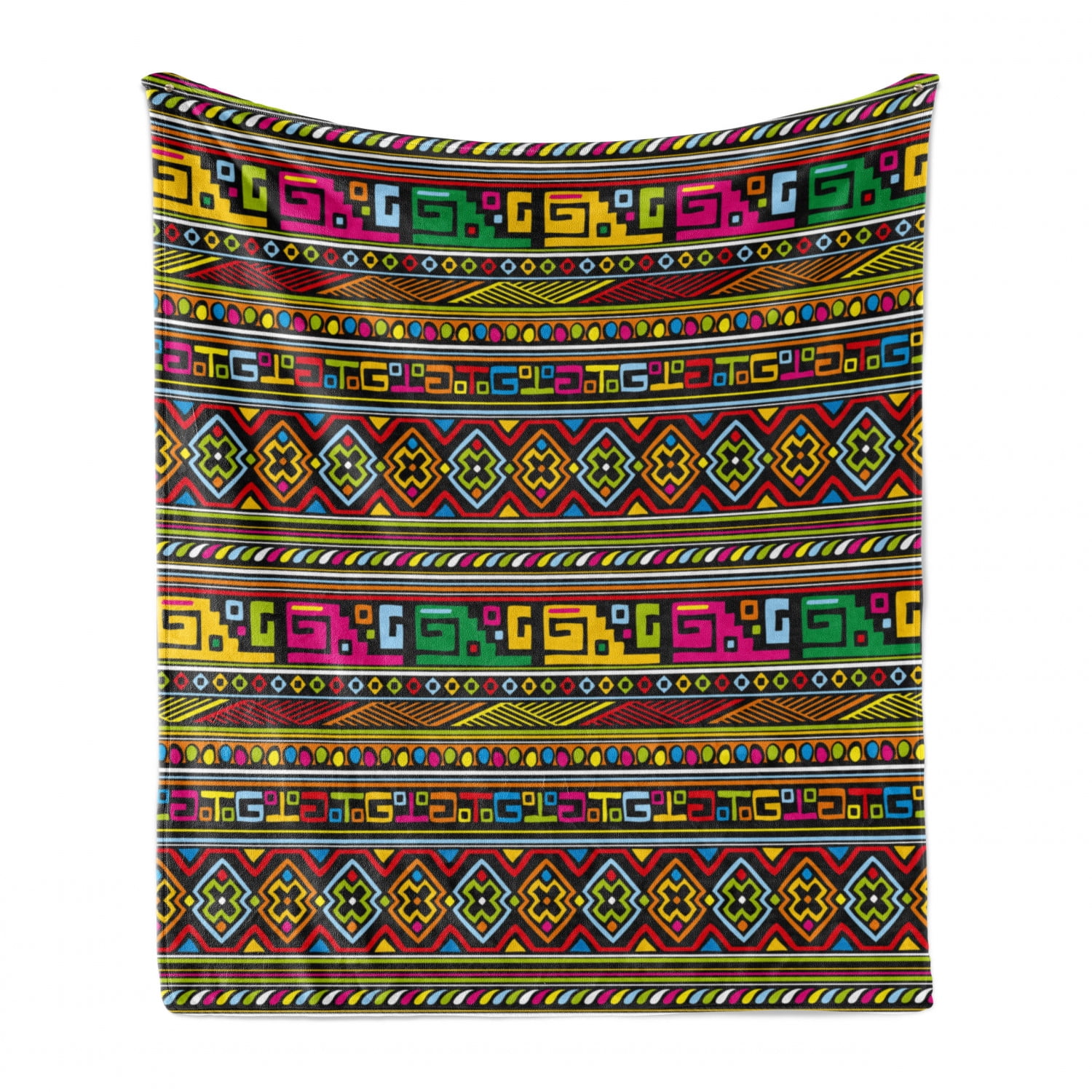 Tribal Soft Flannel Fleece Throw Blanket, Design with Colorful