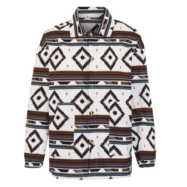 Chaqueta con botones de solapa con patrón geométrico estampado fino de otoño para hombre Pompotops oipoqjl26650