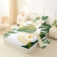 thumbnail image 2 of Castle Fairy Boho Tropical Leaf Twin Sheet Sets 3pcs for Teens, Geometric Art Bedding for Bedroom, Green Gold, 2 of 6