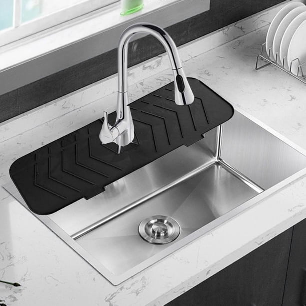Tapete para grifo Cocina Fregadero de agua Protector contra salpicaduras Protector de encimera Negro