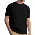 thumbnail image 2 of Mens T-Shirts Summer Plain Casual Crew Neck Short Sleeve Ribbed Knit Basic Tops Office Shirts, 2 of 4
