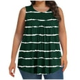 thumbnail image 2 of Vivianyo HD Women's Plus Size Wavy Stripe Pleated Sleeveless Tank Top, Casual Loose Flowy Tunic Vest, Women's Army Green, Sizes L-5XL, 2 of 6