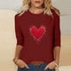 thumbnail image 4 of RKSTN Valentine's Day 3/4 Sleeve Tops for Women Oversized Crewneck Valentines Graphic Print Short Sleeve T Shirt Womens Casual Solid Round Neck Loose Comfy Three Quarter Sleeve Shirt Spring Clothes, 4 of 7