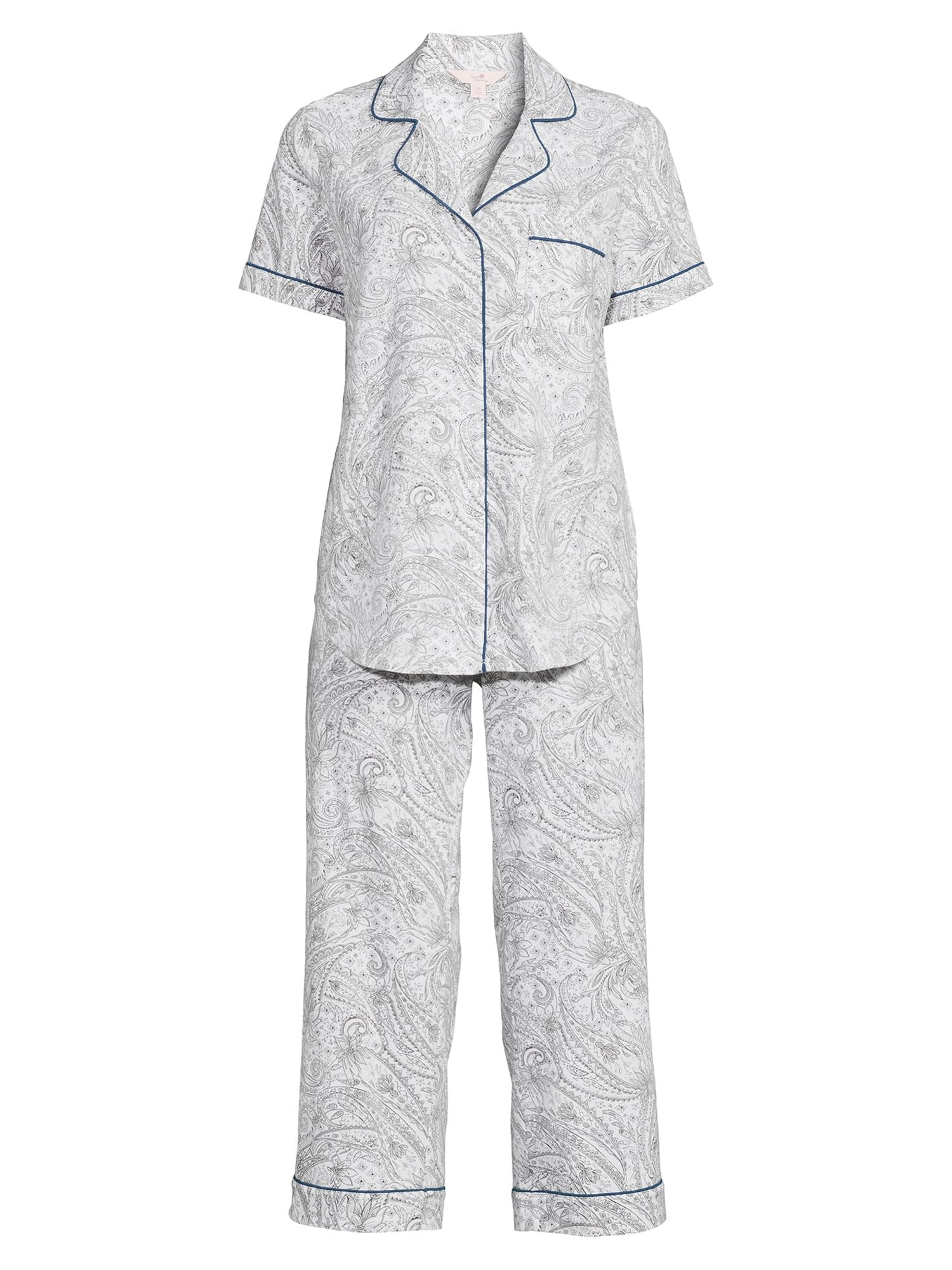 Secret Treasures Women's Plus Traditional Short Sleeve Notch Collar Pajamas Set