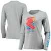 Women's Heathered Gray USA Surfing Long Sleeve T-Shirt