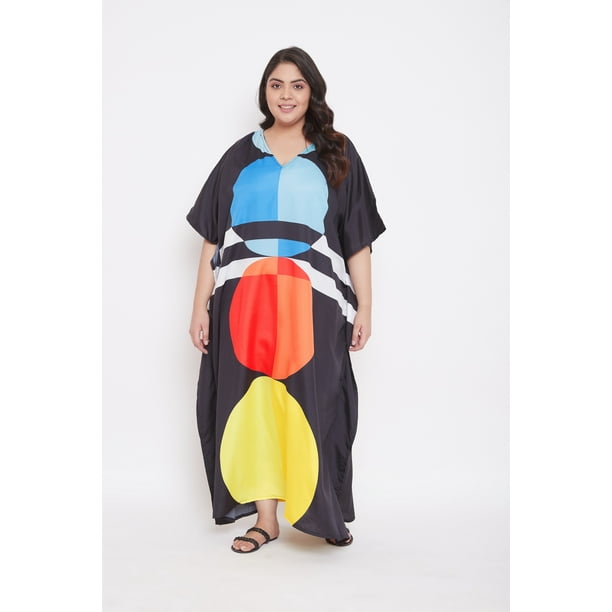Robe Longue Taille Plus Kaftans pour Femmes Robe d'Été Maxi pour Dames Vêtements de Nuit Lâches Kimono Beachwear Caftans Onlline