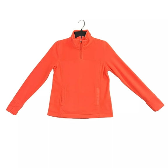 Tek Gear Petite Womens Micro Fleece Pullover Size S Coral Quarter Zip MockNeck