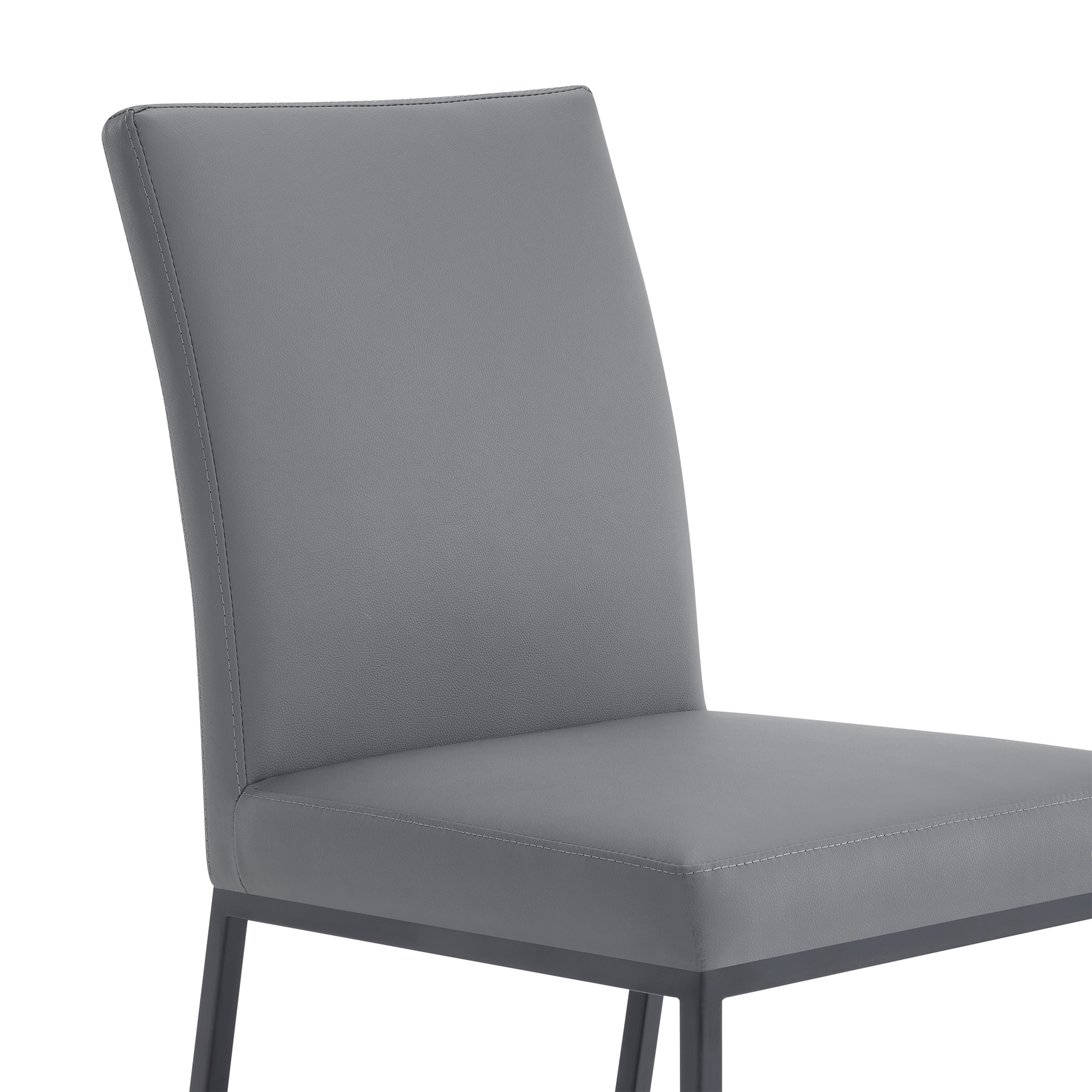 Armen Living Trevor Contemporary Dining Chair in Matte Black Finish and Grey Faux Leather - Set of 2