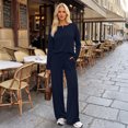 thumbnail image 2 of SUNBS Lounge Sets for Women Two Piece Sets Henley Neck Top Wide Leg Pants Vacation Fall Travel Outfits, 2 of 8