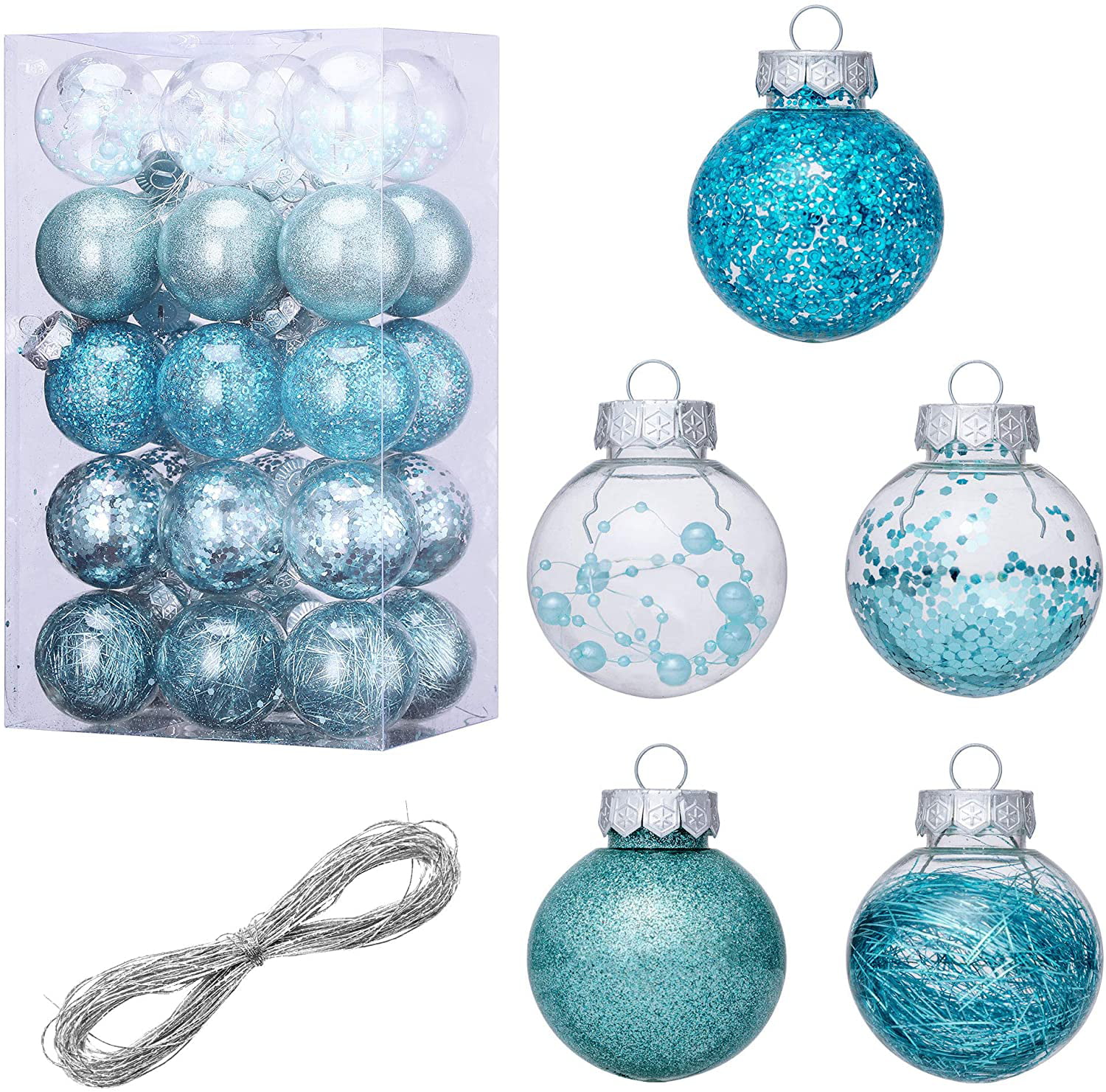 30PCS Christmas Ball Ornaments Shatterproof Xmas Tree Hanging Ball Xmas Decor