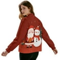 thumbnail image 3 of COEQINE Women's Short Bomber Jacket Lightweight Trendy Motorcycle Jackets Zip Up Cropped Moto Biker Coats with Pockets, 2025 Varsity Shacket Coats, X-Large, Cute Santa Claus Snowman Tree, 3 of 7