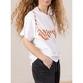 thumbnail image 4 of Gupgi T-Shirts Blancs pour Femmes Soutien-Gorge Imprimé Manches Courtes Col Rond Tee Ample Tops d'Été Décontractés, 4 of 5