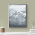 thumbnail image 2 of PixonSign Framed Wall Art Print Snowy Mountain Peak Below Clouds Nature Wilderness Photography Realism Modern Landscape Relax/Calm Blue Duotone for Living Room, Bedroom, Office - 12"x16" WHITE, 2 of 6
