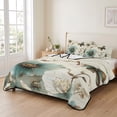 thumbnail image 2 of Full Quilt Set 78''x90'', Vintage Flowers Lightweight Summer Bedspread Coverlet Set with 2 Pillow Shams, Spring Floral Teal Tulip Butterfly Breathable All Season Quilt Bedding for Bedroom/Guest Room, 2 of 9
