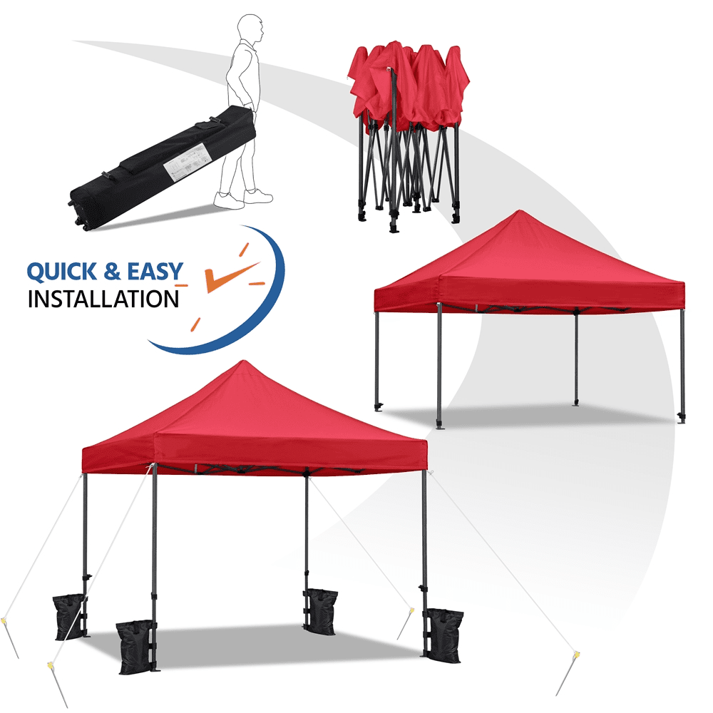 Renwick 10x10ft Commercial Pop-up Canopy Tent with Wheeled Carry Bag, Red