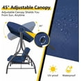thumbnail image 5 of Arlopu 3-Seat Patio Swing Chair, Outdoor Converting Canopy Swing Glider Patio Hammock w/ Removable Cushions, Blue, 5 of 12