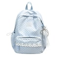 thumbnail image 2 of Polka Dot Lace Backpack, Cute Coquette Aesthetic Daypack with Bow Charm, Lightweight Multi-Pocket Laptop Backpack, 2 of 6