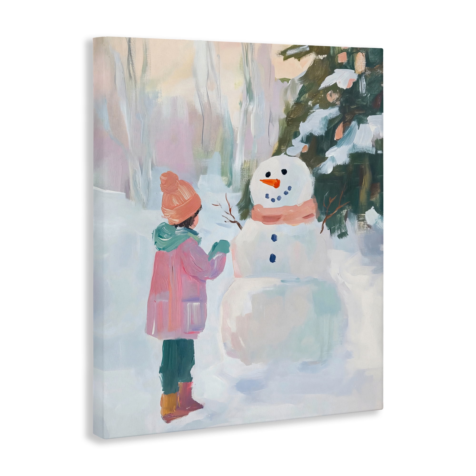 Stupell Industries Girl & Snowman in Winter Canvas Wall Art, design by The Prints Vibe