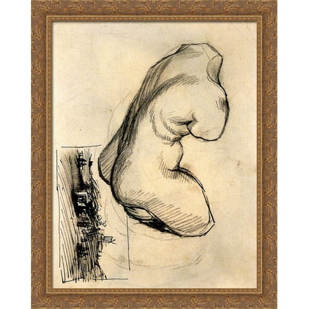 Torso of Venus and a Landscape 28x36 Large Gold Ornate Wood Framed Canvas Art by Vincent van Gogh