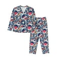 thumbnail image 1 of Fotbe cool rock Skull Conjunto de Pijama de Manga Larga para Mujer con Estampado, Ropa de Dormir de 2 Piezas, Conjunto de Casa Suave y Cómodo con Bolsillos-Medium, 1 of 7