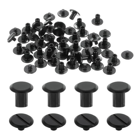 Uxcell 30 Set M4 x 6mm Chicago Screw, Metal Slotted Head Binding Screws Stud Screw Rivets for Leather, Black