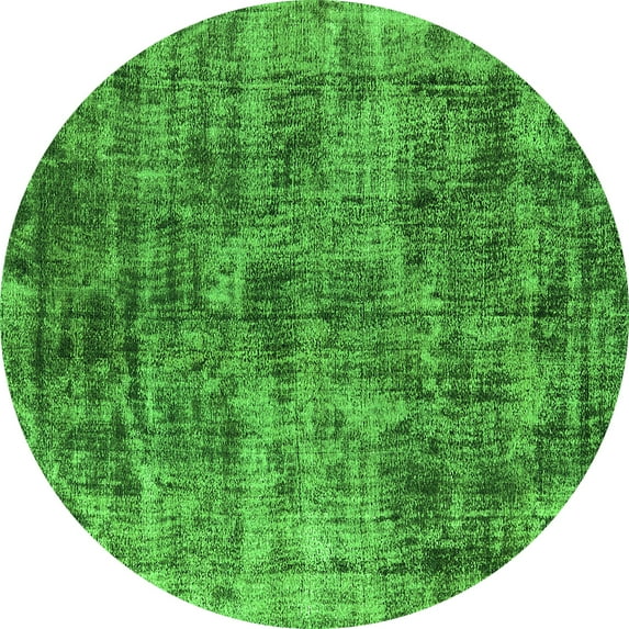 Ahgly Company Indoor Round Oriental Green Industrial Area Rugs, 8' Round