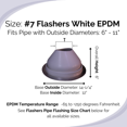 thumbnail image 3 of Flashers #7 White EPDM Flexible Roof Jack Pipe Boot Metal Roofing Pipe Flashing (Pipe OD 6" to 11"), 3 of 5