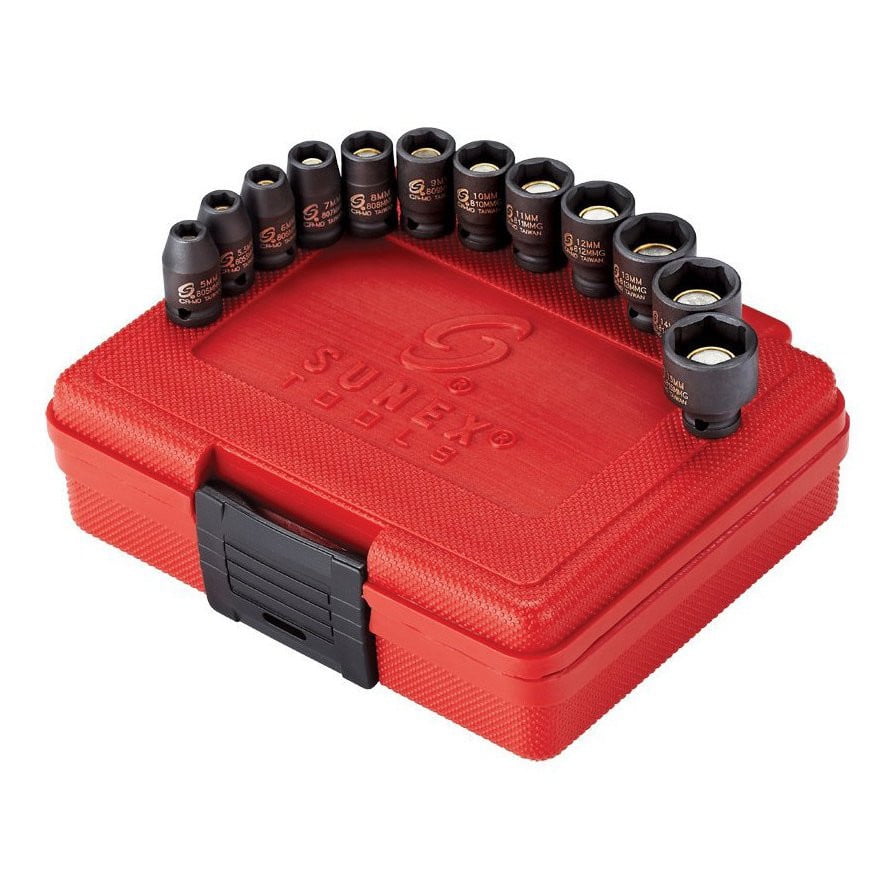 Sunex 1831 14pc 1/4dr Deep Metric Magnetic Impact Socket Set for sale online 