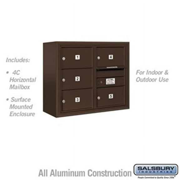 Salsbury  24-0.62 in. 6 Door High Unit Double Column 5 MB2 Doors Front Loading Surface Mounted 4C Horizontal Mailbox Unit - Bronze