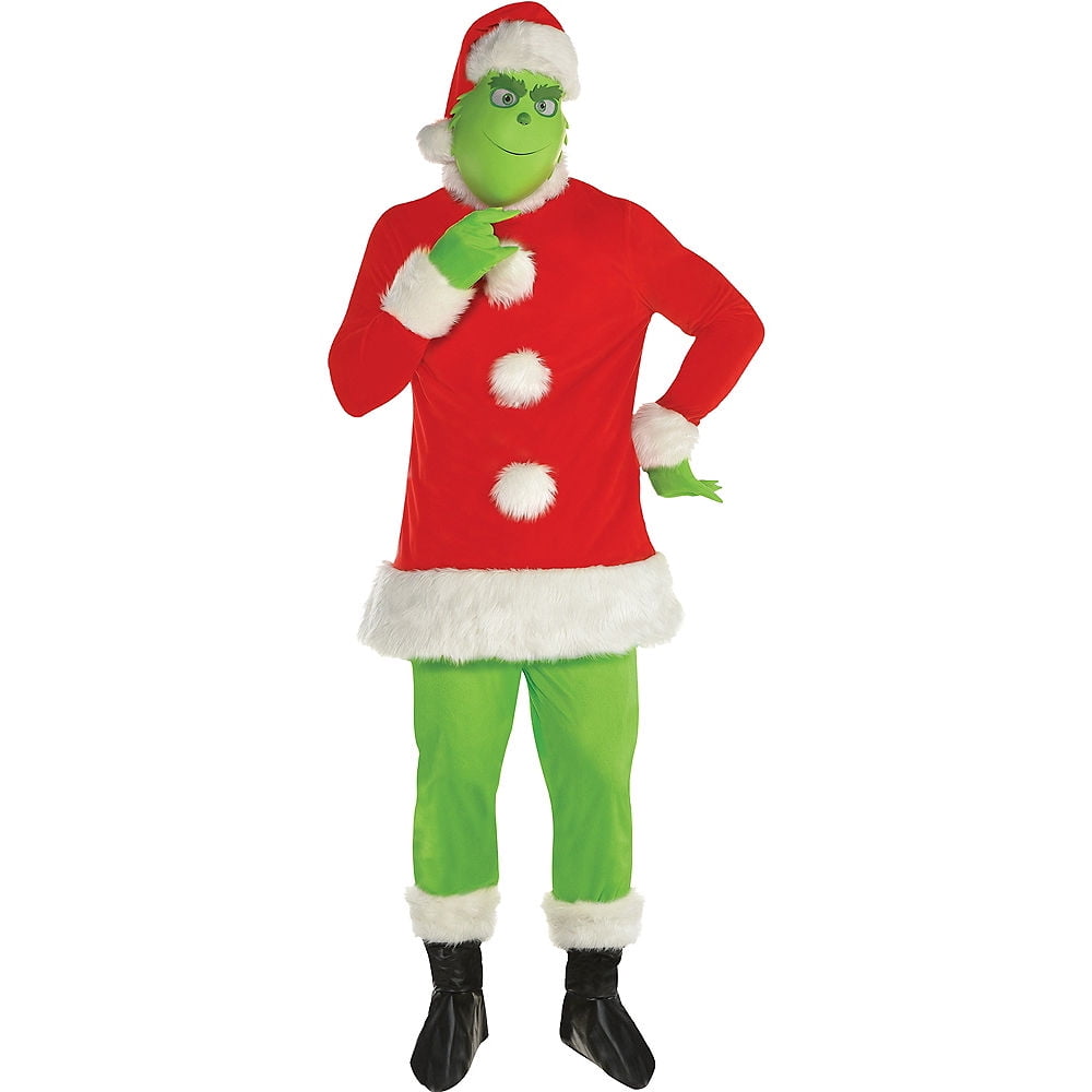 Dr. Seuss The Grinch Santa Adult Costume Mens PVC Mask Christmas ...