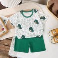 thumbnail image 4 of kpoplk Toddler Kids Boys Outfits 3T-5T 2 Piece Clothes Set Dinosaur Race Car Print Short Sleeve T-Shirt and Shorts Dark Green,6-9 M, 4 of 4