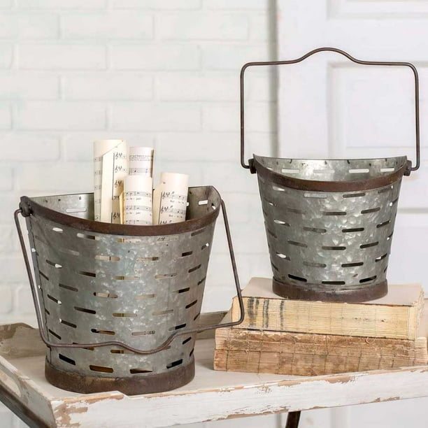 Set of Two Olive Buckets