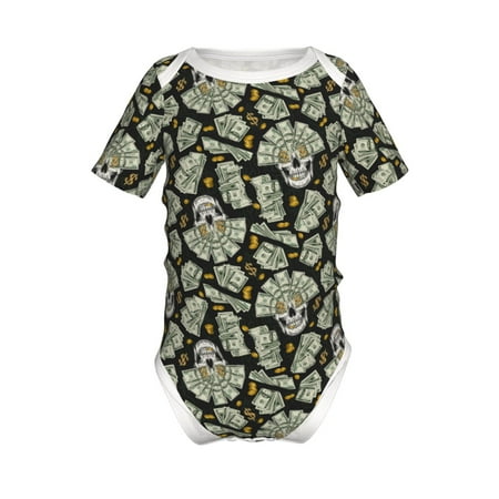 

Zeuib Skull with Dollar Print Newborn Baby Romper Clothing Infant Climbing Bodysuit Baby Clothes Outfit For Boys And Girls-12 Months