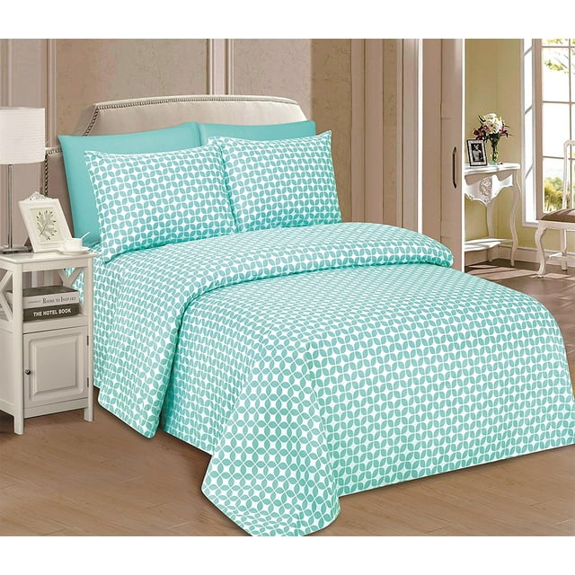 Beverly Hills 1800 Series Ensemble de Draps Ultra Doux Imprimé 6 Pcs (Full, Hobrt)