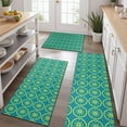 thumbnail image 2 of Yellow Lemon Fruit Slices Blue Pattern Kitchen Rugs Sets Of 3,Kitchen Runner Rugs Non Skid Washable,Decorative Kitchen Floor Mats for Kitchen,Sink,Laundry,17"x30"+ 17"x47" + 17"x59", 2 of 6