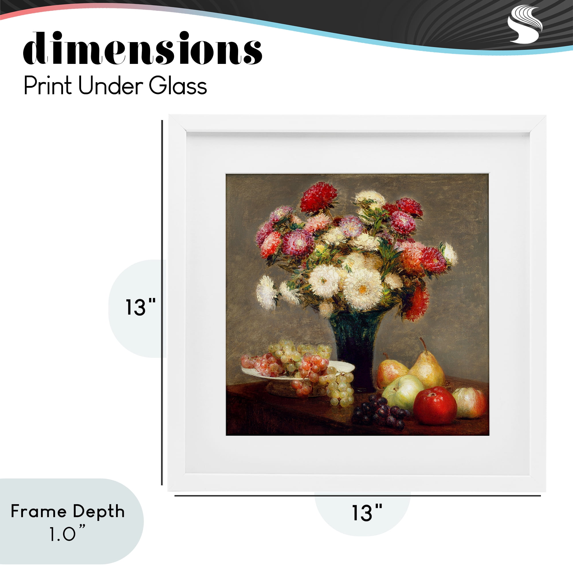 Stupell Industries Fruit & Asters Still Life White Framed Print Under Glass, design by CAD Designs