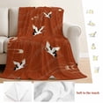 thumbnail image 5 of Japanese Style Blanket Soft Cozy Warm Twin Blanket for Bed, Plush Fuzzy Flannel Fleece Blankets for Sofa, Vintage Art Cranes Ocean Wave Red Throw Blankets for Couch, Gifts for Men, 60"x80", 5 of 9