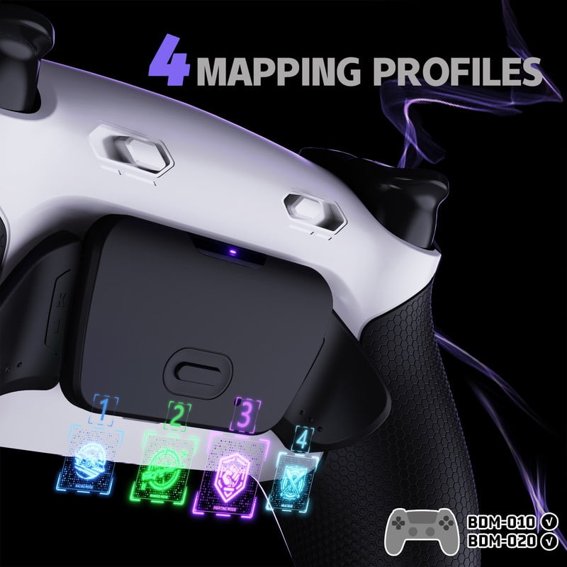 eXtremeRate RISE Plus MAX Back Paddles Kit with Clicky Trigger Stops & Rubberized Grip , Black Remappable Back Buttons Kit for PS5 Controller BDM-010/020- White Black -NO Controller