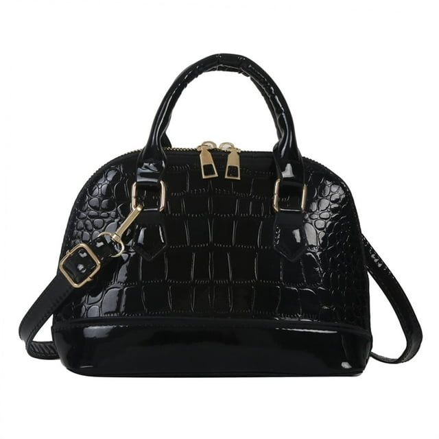 Shoulder Handbag Women Crocodile Pattern Shell PU Leather Tote Bag (Gold)