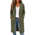 thumbnail image 2 of Long Sleeve Cable Knit Long Cardigan for Women,Open Front Button Loose Outwear,2026 Spring Winter Chunky Sweaters with Pockets,Oversized Slouchy Basic Warm Trendy Fall Fashion Clothing Blackish Green, 2 of 4
