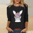 thumbnail image 2 of successthop Bunny Shirts for Women Bunny Casual 3/4 Sleeve Beach T Shirts Crewneck Shirts Spring Holiday Clothes Black 2XL, 2 of 4