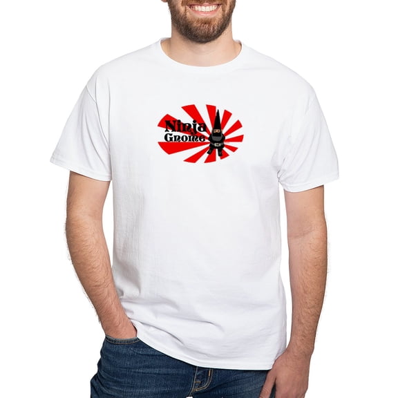 CafePress - Ninja Gnome White T Shirt - Men's White Classic Cotton T-Shirts