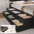 thumbnail image 4 of Afuhokles Queen Bed Frame with 12 Storage Drawers, Bookcase Storage Headboard, Bed Frame with Charging Station, LED Lights, Black, 4 of 9
