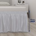 thumbnail image 6 of Easy-Going Satin Silk Pom Pom Ruffled Wrap Around Bed Skirt - 16 Inch Drop for Queen／King Size Beds, Beige, 6 of 7