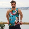 thumbnail image 6 of Fuzoiu Whimsical Cats and Flowers Scene Print Men's Workout Tank Tops,Sleeveless Gym Shirt Quick Dry,Fitness Bodybuilding T-Shirt,Muscle Athletic Workout Tee-Small, 6 of 7
